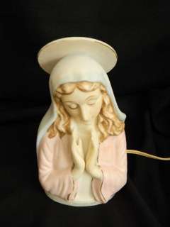   1950s Vintage Virgin Mary Accent~TV Lamp~Handpainted Pastels  