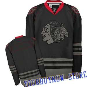 NHL Gear   Chicago Blackhawks Blank Black Ice Jersey Hockey Jersey 