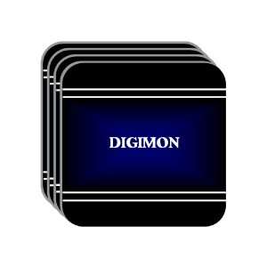 Personal Name Gift   DIGIMON Set of 4 Mini Mousepad Coasters (black 