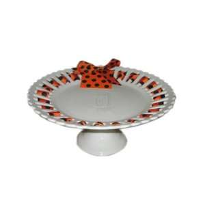 RIBBON BLACK DOT 10 FOOTED CAKE STAND 