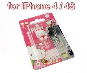 Hello Kitty iPhone 4 iPhone 4S 3G 3GS Headset Anti Dust Ear Cap Plug 