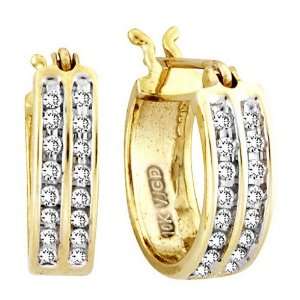  10K Yellow Gold 0.18cttw Two Row Channel Set Round Diamond 