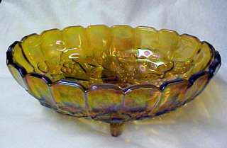   plus fast shipping vintage carnival glass oval footed bowl elegant