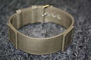 16mm Vintage Military Khaki Canvas One Piece Watch Band  