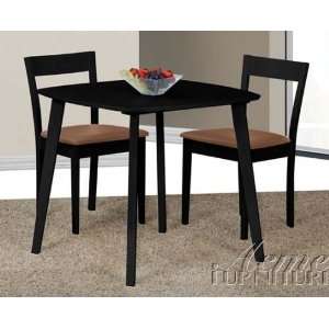 3pc Dining Table and Chairs Set Comtemporary Style in Black Finish 