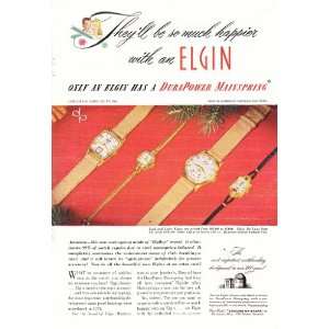 1947 Ad Lady Elgin Gold Watches Durapower Mainspring Original Vintage 