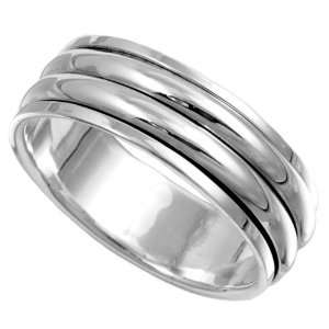  Sterling Silver Spinner Ring   8mm Band Width   Size 8 13 