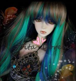   .BJD.SD LUTS BLYTH Doll peafowl 3 color curl long wig hair HT  