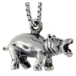    Sterling Silver Hippopotamus Pendant, 3/4 in. (19mm) wide Jewelry