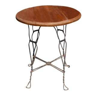 24 Vintage Outdoor Wood Wrought Iron Café Table  