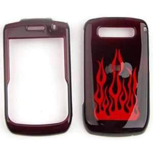 BlackBerry Curve 8900 Javelin   Transparent Red Flame  Hard Case 