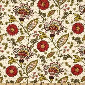  44 Wide Retro Spective Collection Floral Cream Fabric By 