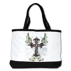   Bag Purse (2 Sided) Black Scripted Winged Cross 