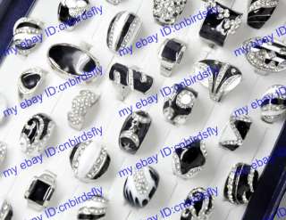   jewellery lots 5pcs bicolor crystal Enamel glaze platinum p Rings Bulk