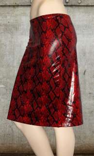VAMP Goth Snakeskin Shiny PU Coated Knee Length Skirt  