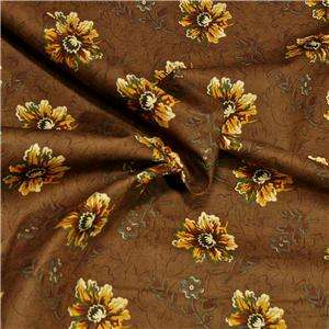  Fabric Brown & Gold Floral, Vintage Look, Per Fat Quarter  