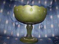 Green Depression Glass Teardrop Compote  