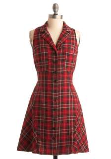 Fancy Camping Dress   Red, Black, White, Plaid, Pockets, Casual, A 