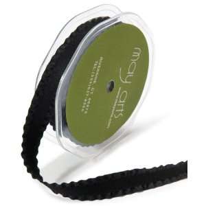   Wide Ribbon, Black Faux Suede with Ruffled Edge Arts, Crafts & Sewing