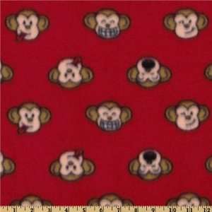   Wide Fleece Monkey Face Red Fabric By The Yard Arts, Crafts & Sewing