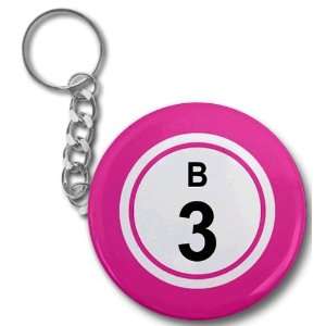   Ball B3 Three Pink 2.25 Inch Button Style Key Chain 
