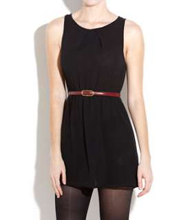 Black (Black) Belted Chiffon Dress  242569101  New Look