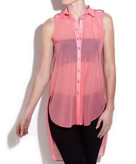 Coral (Orange) Innocence Coral Sleeveless Dip Back Shirt  249928183 