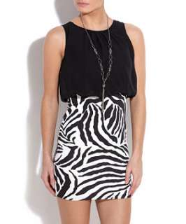 Black Pattern (Black) Mizumi Zebra Print 2 in 1 Dress  253166709 