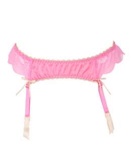 Fuscia (Pink) Kelly Brook Scalloped Edge Lace Suspender Belt 