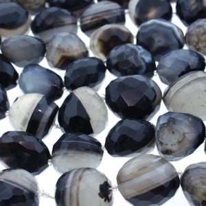 Black Agate  Nugget Faceted   22mm Height, 18mm Width, Sold by 14 