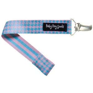    Baby Dry Goods 030 14 Pink Blue Houndstooth Pacifier Clip Baby