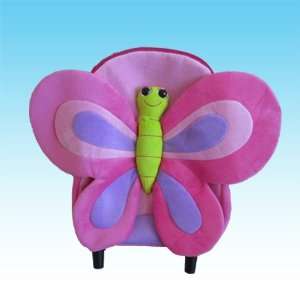  Kids Pink Butterfly Rolling Roller Backpack / Suitcase 
