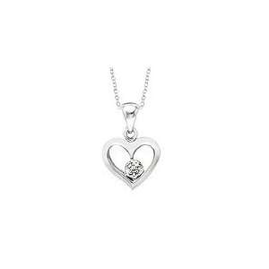  Young Girls Sterling Silver Diamond Open Heart Pendant 