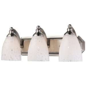  3 Light Vanity In Satin Nickel And Snow White Glass