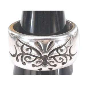  Filligree Butterfly Pattern Pewter Ring, Size 8 Jewelry