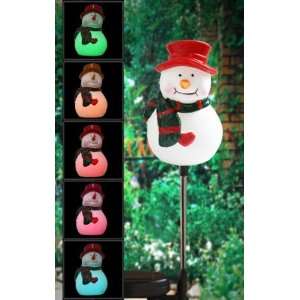   Color Changing Christmas Snowman Garden Stake