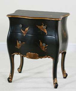 Bombay Antique End Table Accent Side Table   Black  