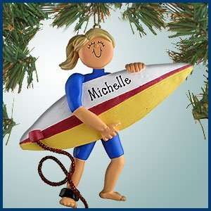  Personalized Christmas Ornaments   Surfer Female Carrying 