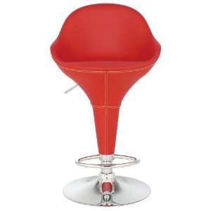 Dipper Red Faux Leather Adjustable Bar or Counter Stool  