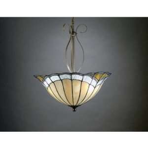 Art Nouveau Style Hanging Fixture with Tiffany Glass inverted bowl 