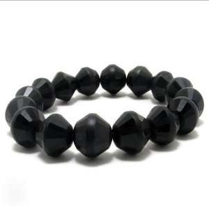  Obsidian Water Chestnut Natural Beaded Bracelet Jewelry 