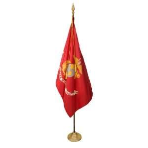  Marine Corps Flag Set 3X5 Ft   8 Ft Oak Pole w/ Round 