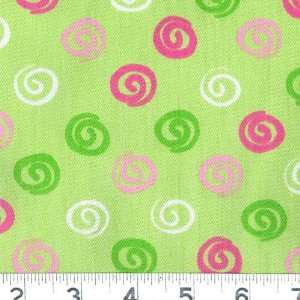  58 Wide Cotton Twill Swirls Lime Fabric By The Yard 
