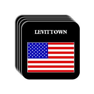 US Flag   Levittown, Pennsylvania (PA) Set of 4 Mini Mousepad Coasters