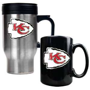Kansas City Chiefs Travel Mug and Ceramic Mug Set  Kitchen 