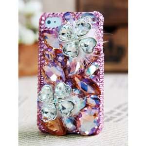  Apple Iphone 4s 4g Flower Feather Bling Crystal Luxury 