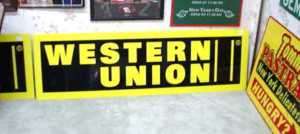 LARGE METAL WESTERN UNION ADVERTISING SIGN  