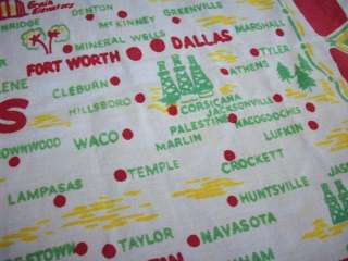 vintage Texas State tablecloth measures approximately 32x37