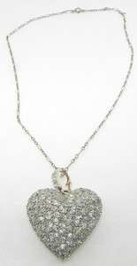 LADIES VINTAGE PLATINUM DIAMOND HEART NECKLACE 7.00 CARAT  