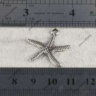 40pcs Vintage Tibetan Silver Starfish Charms Pendants Animal Shape 